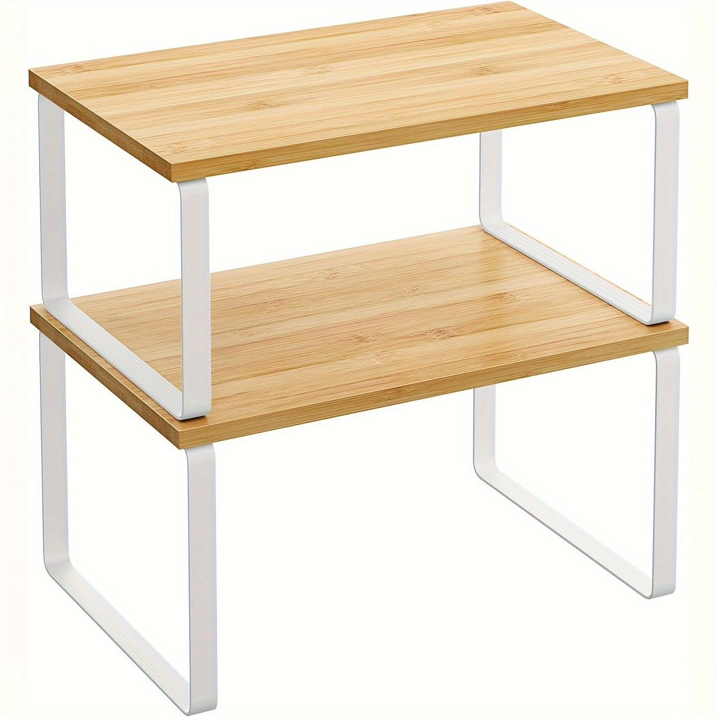 Set med 2 Justerbara Hyllor i Bambu – Elegant och Platsbesparande