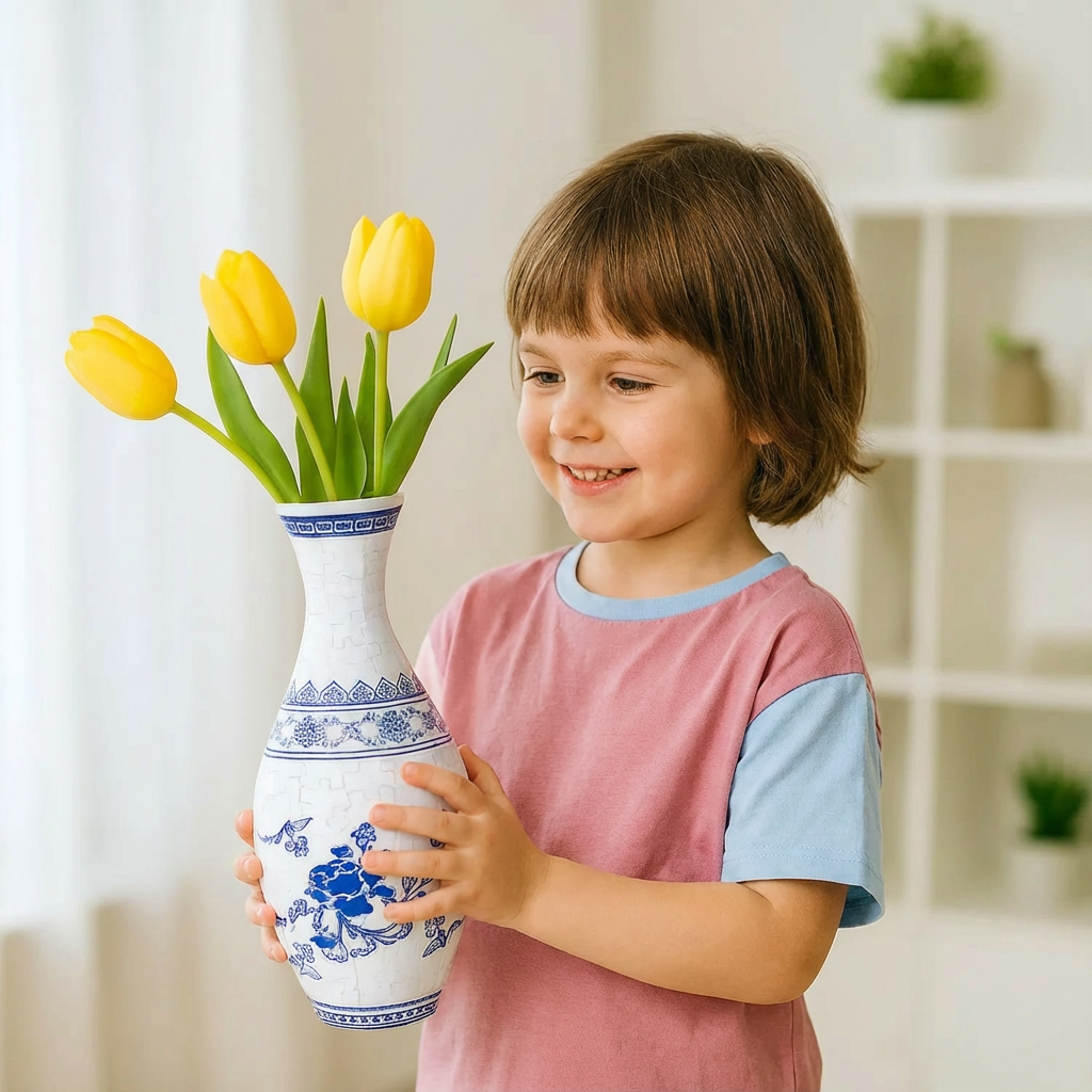 Elegant 3D Pusselvas - Designad för äkta blommor