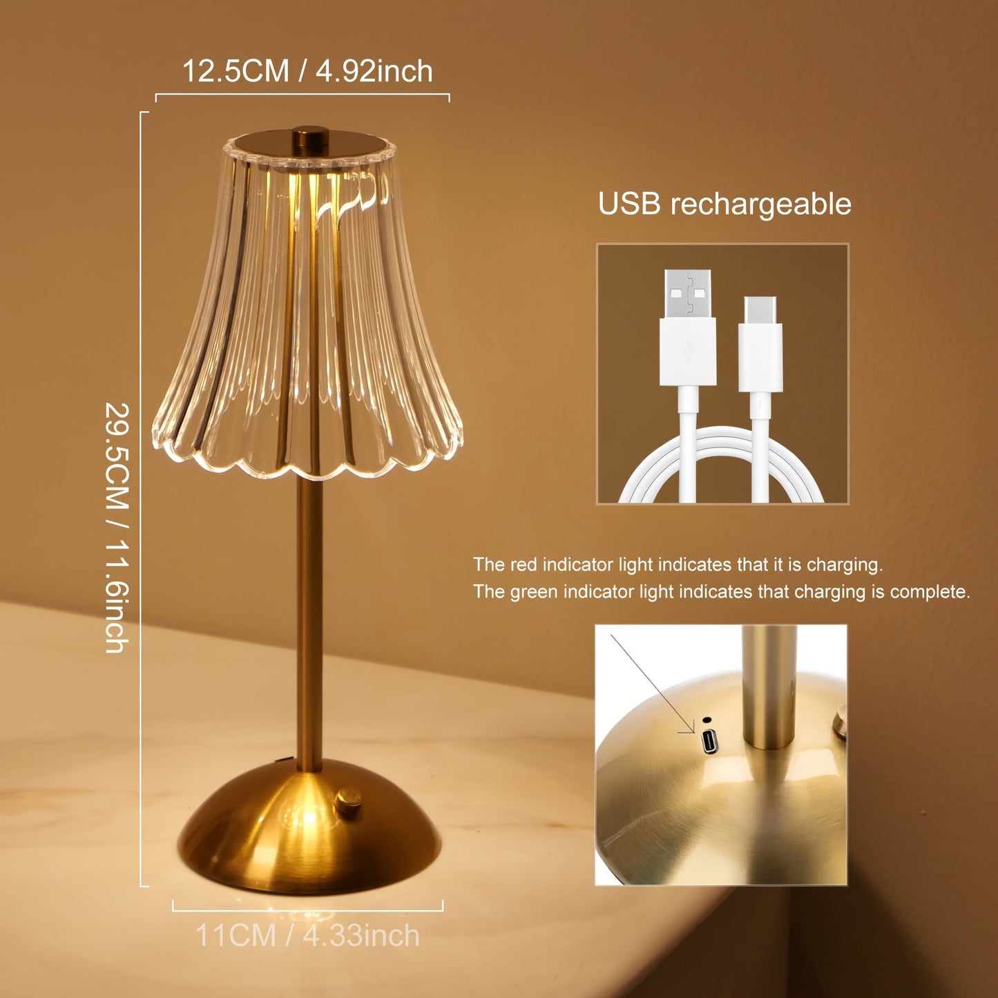 Elegant og Justerbar LED Bordlampe med Touch Sensor