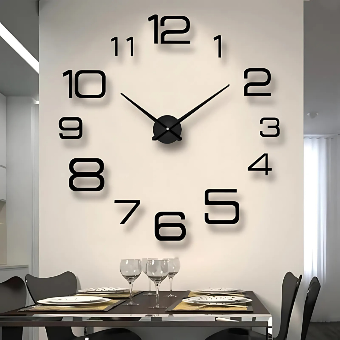 Stor Sort Vægur 60 cm - Moderne Minimalistisk Design