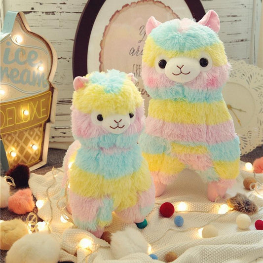 Blød Regenbogen Alpaka Plush Legetøj til Børn og Spædbørn