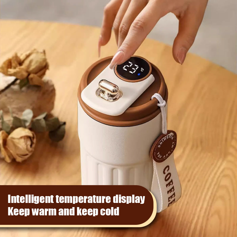 Smart Kaffetermokop med LED-Temperaturdisplay, Lækagesikker