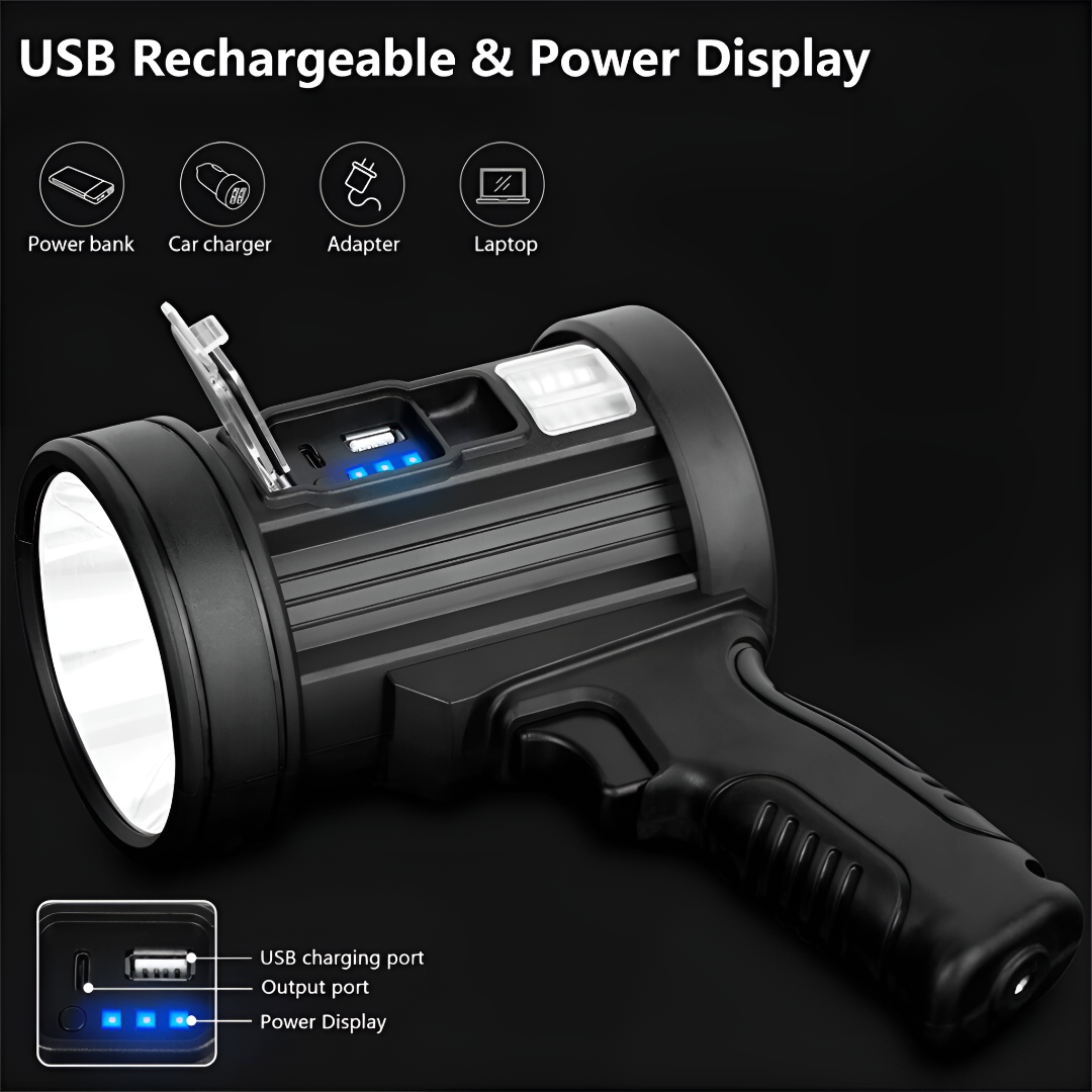 Kraftfull uppladdningsbar LED-ficklampa med 100000 Lumen