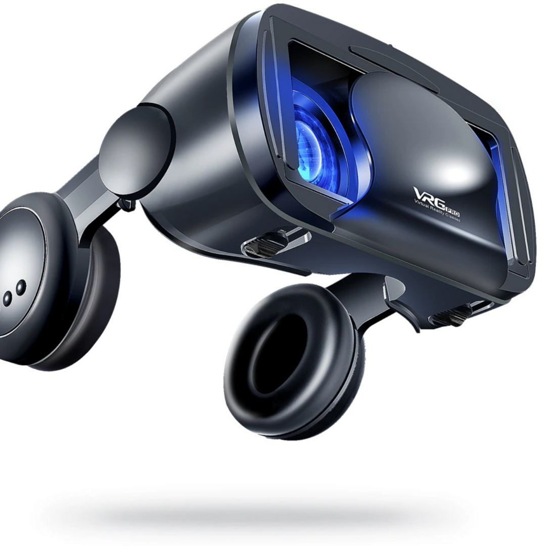 Smarta VR-glasögon med inbyggda hörlurar för iPhone och Android