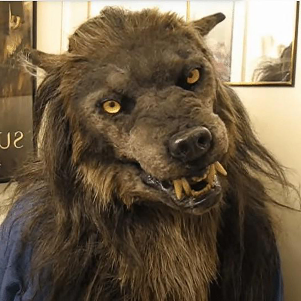 LED Ulv Maske med Lysende Øjne og Bevægelsesbare Ører til Halloween