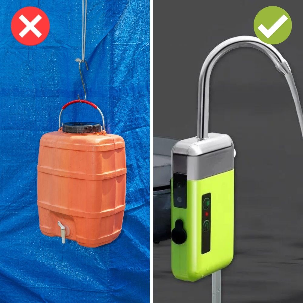 Bärbar vattenkran för camping - njut av friheten var du än är