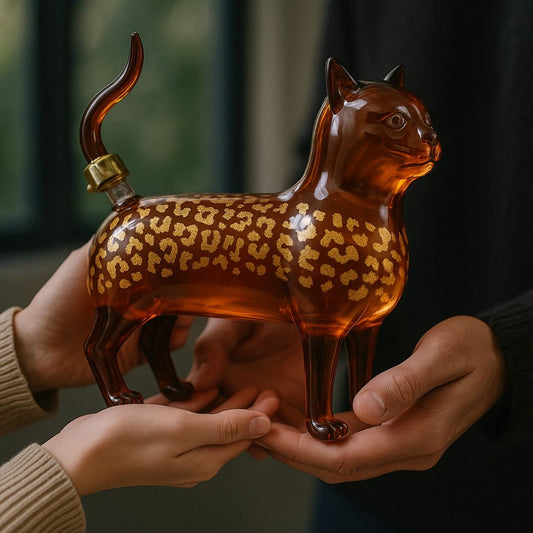 Glasflaska i kattform – perfekt för kattentusiaster