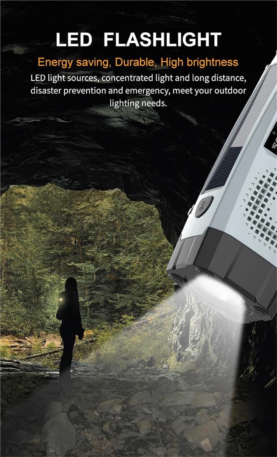 Kompakt Soldriven Nödradio med USB-laddning & LED-lampa