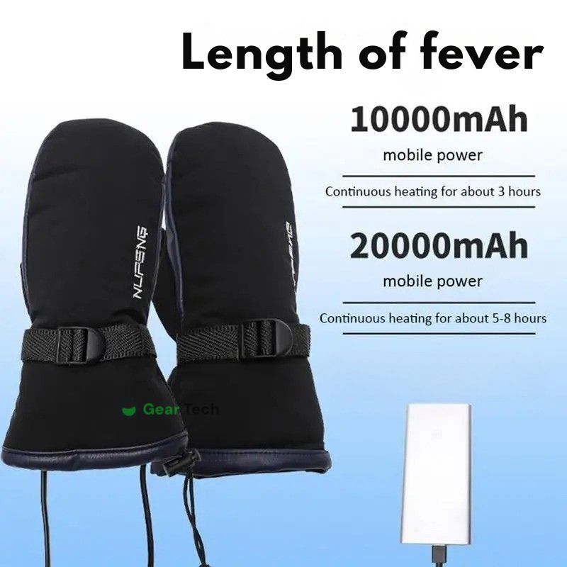USB-opvarmede handsker | Tilslut og brug, varme på begge sider, vandtæt design, ideelle til skiløb og daglig beskyttelse mod kulde