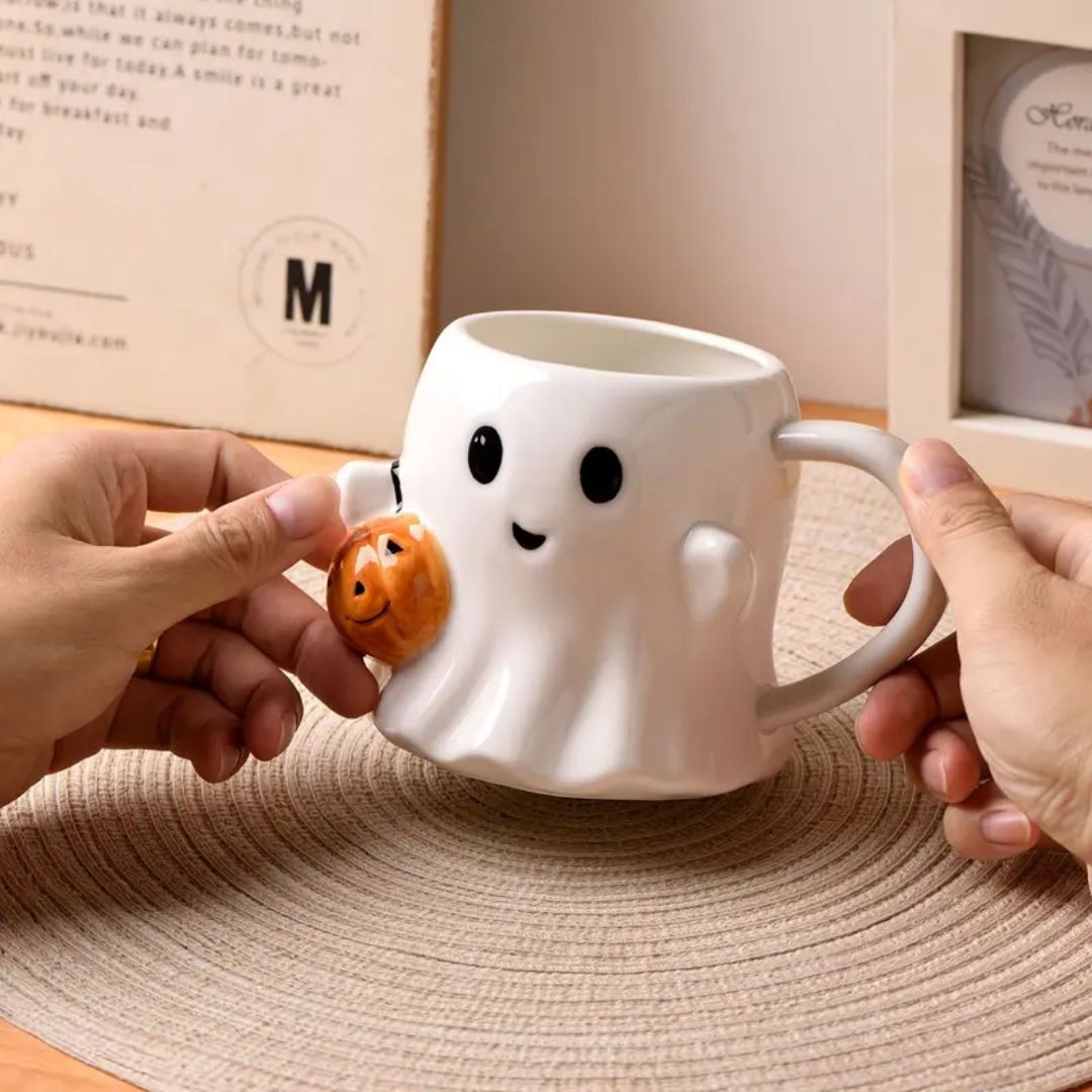 Kopp och pumpa - söt spöke för Halloween
