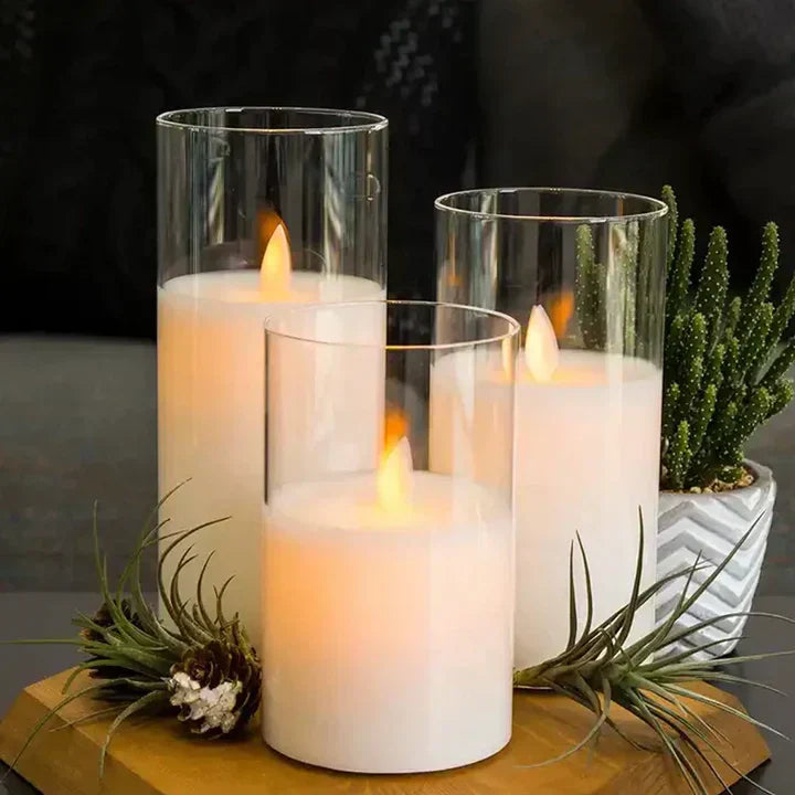 Set med flamlösa LED-ljus för en mysig atmosfär