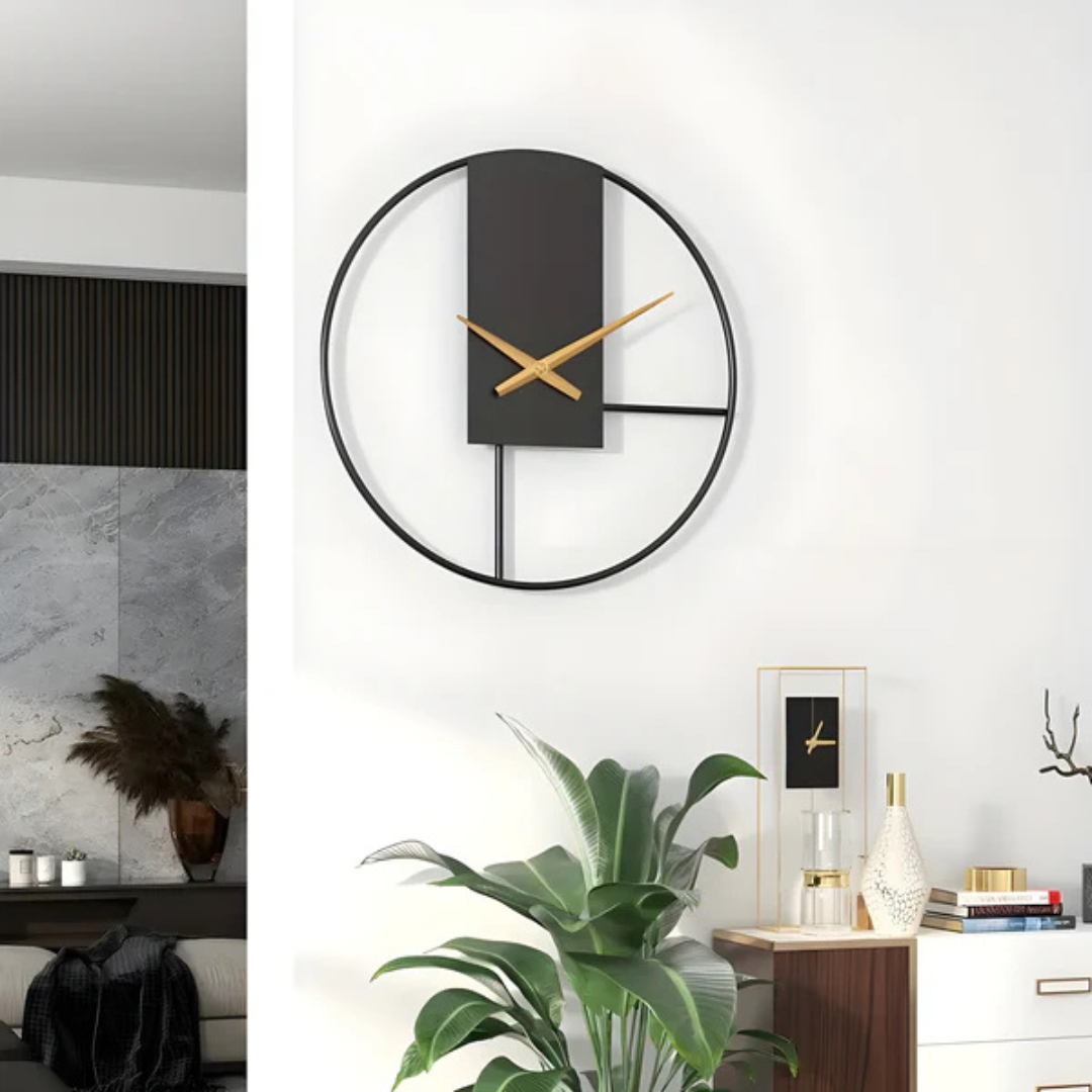Stort Modernt Väggur i Svart – Minimalistisk, Stilren Elegans
