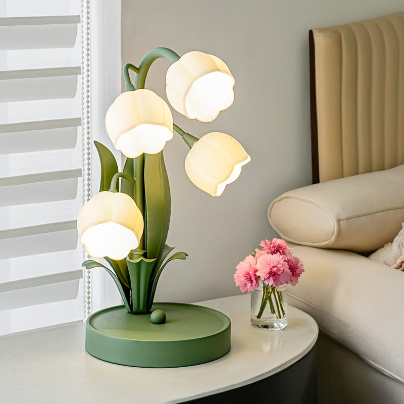 Romantisk blomsterlampa med USB – Mjukt, vitt ljus