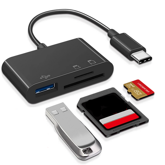 Hurtig 3-i-1 Kortlæser til USB-C med OTG Funktion