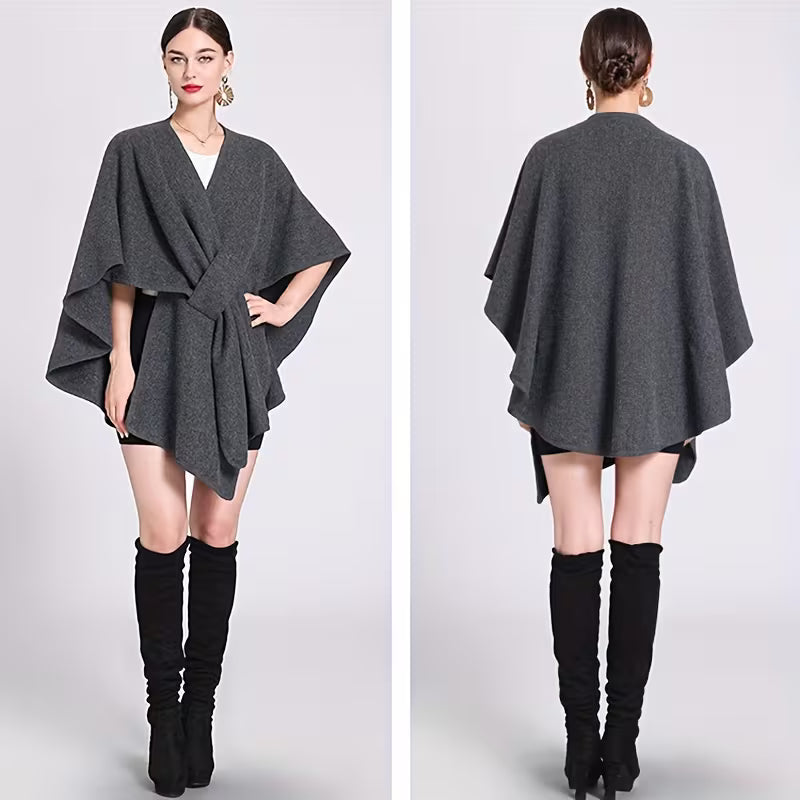 Elegant Poncho til Kvinder - Varm og Vindafvisende