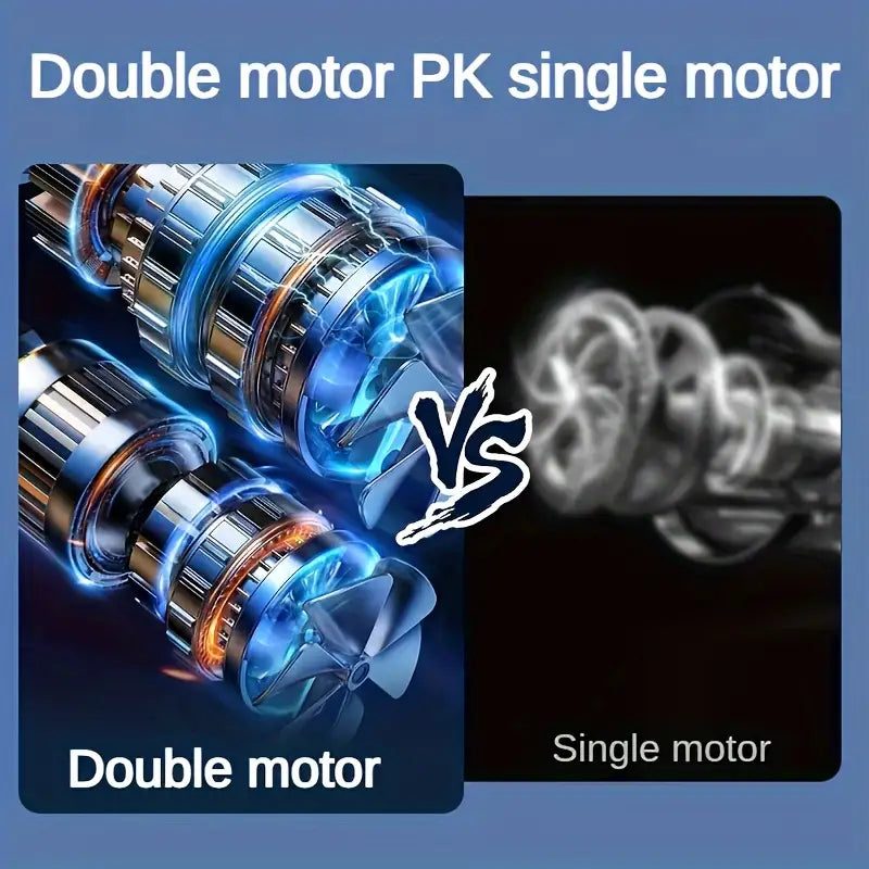 Bærbar klimaanlæg med dobbelt motor, 5 hastigheder, 720° rotation og USB-opladning