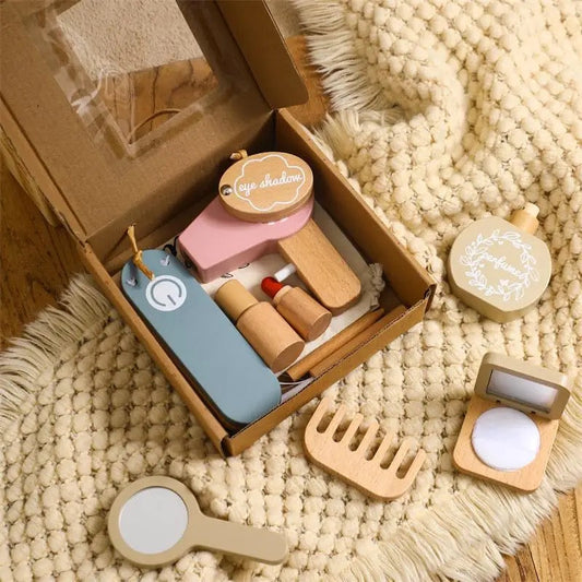 Skönhetsset i trä för barn – Kreativ frisör och make-up