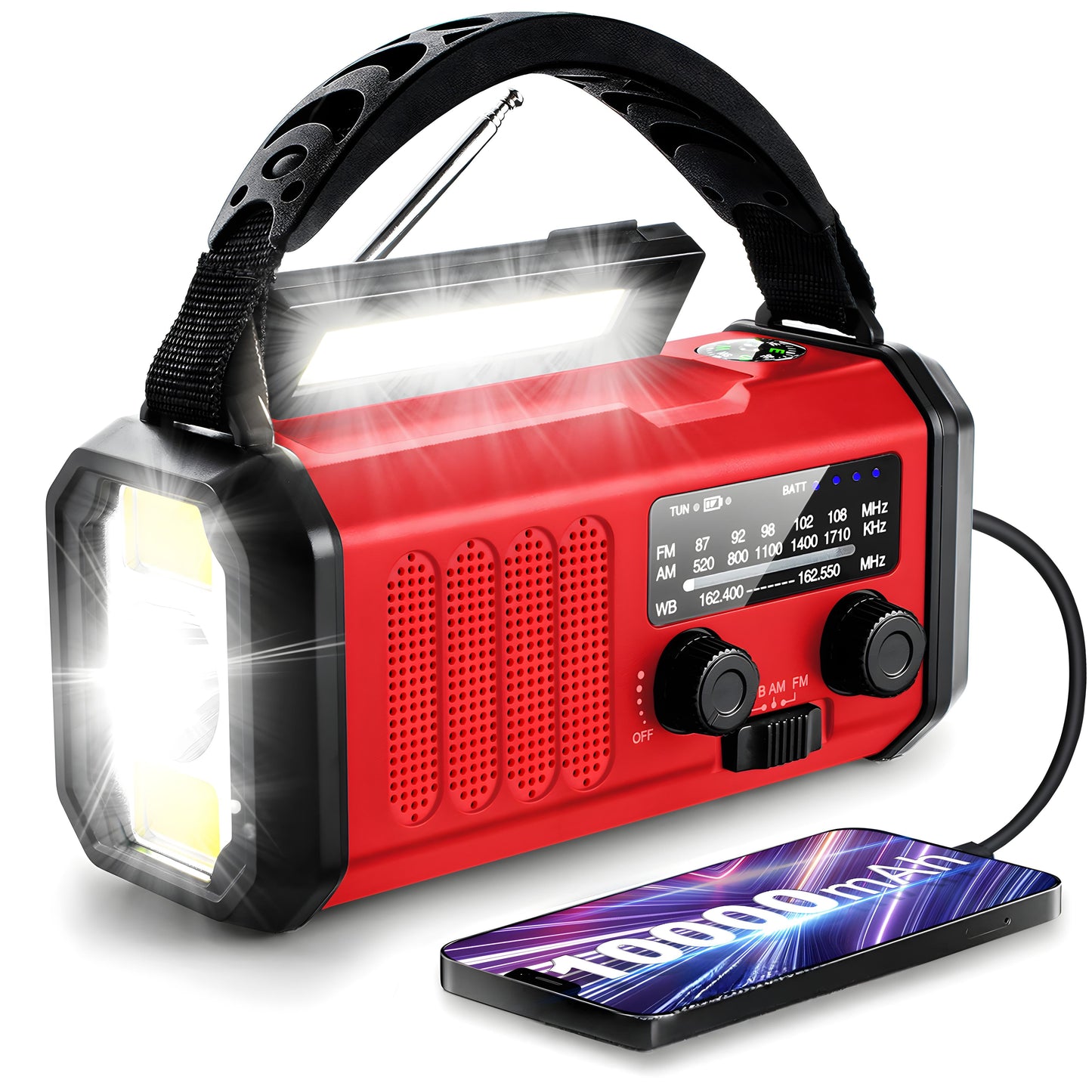 Solardrevet Nødradio med Powerbank & Kraftig Lys