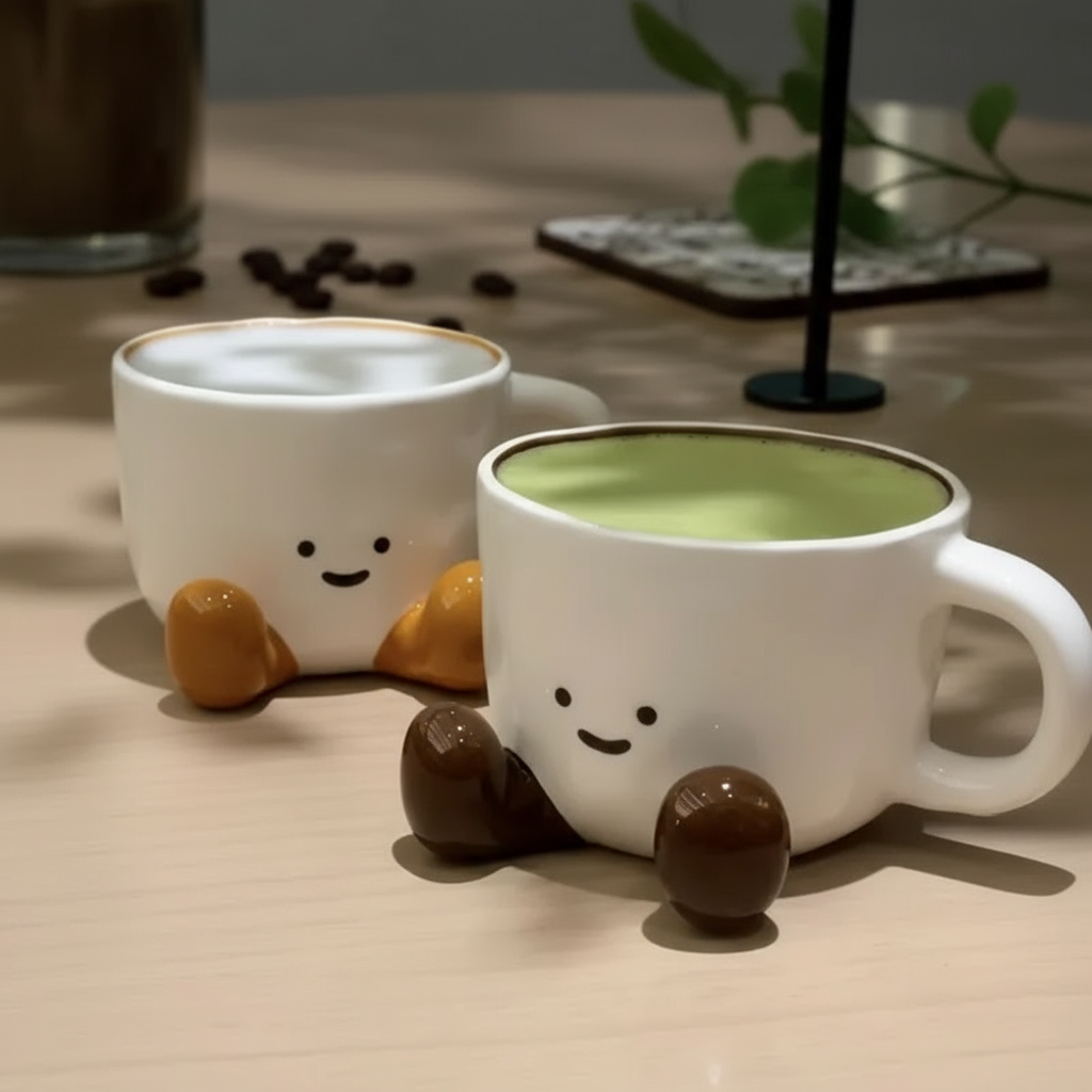 Keramisk Mugg med Sött Ansikte - Lycklig Design