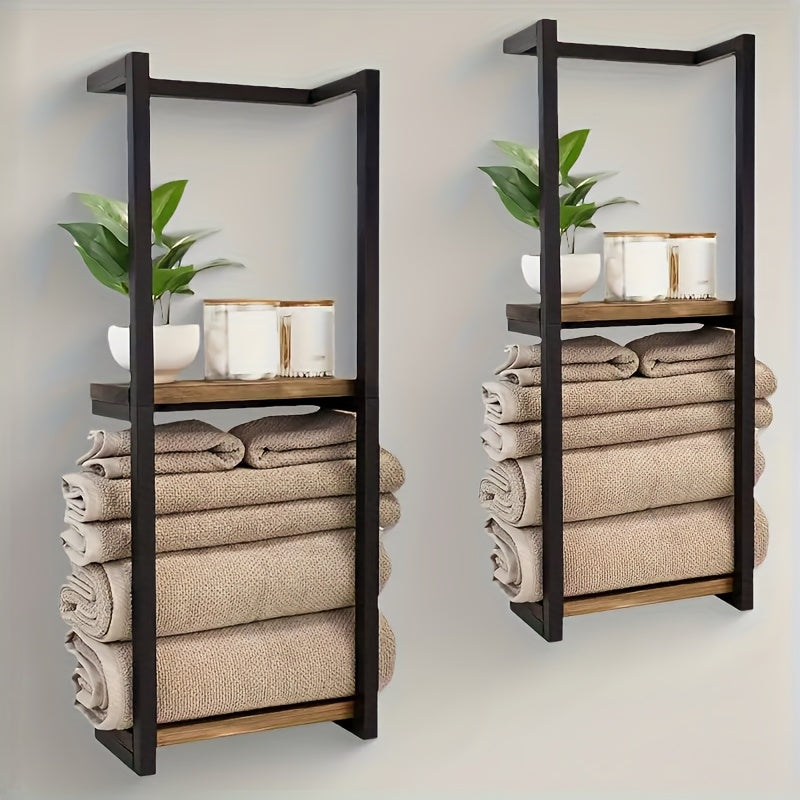 Elegant vägghängd handdukshängare med hyllor för det moderna hemmet