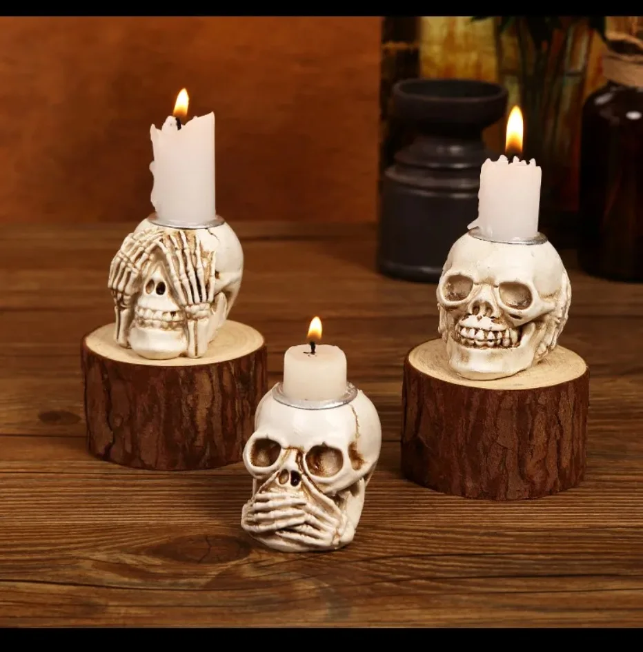 Elegant skelettljusstakeset till Halloween - 3 st.