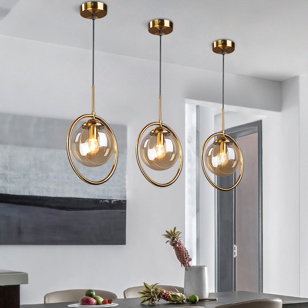 Elegant Glaspendel med Gylden Ramme til Moderne Hjem