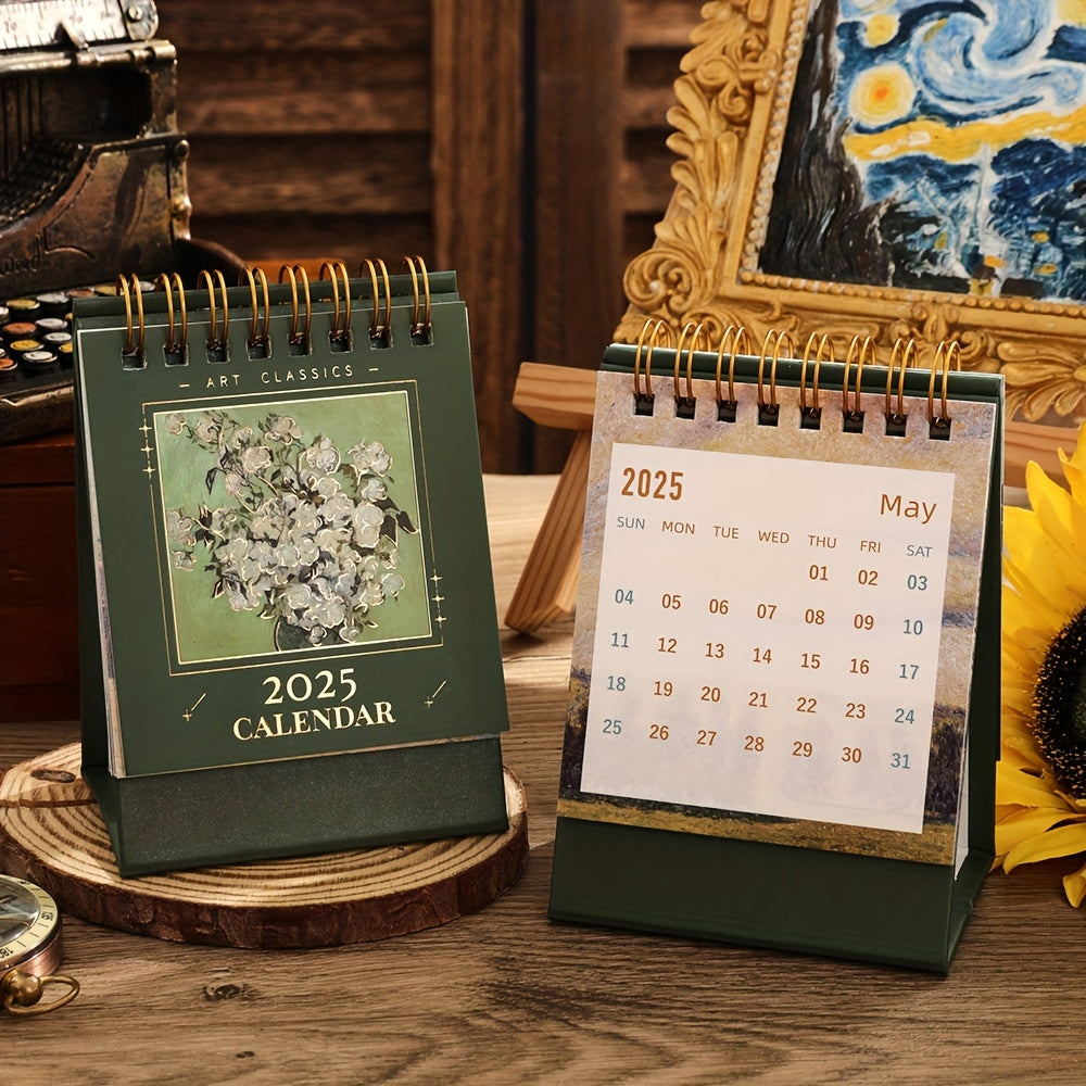 Elegant Skrivebordskalender med Klassiske Kunstværker
