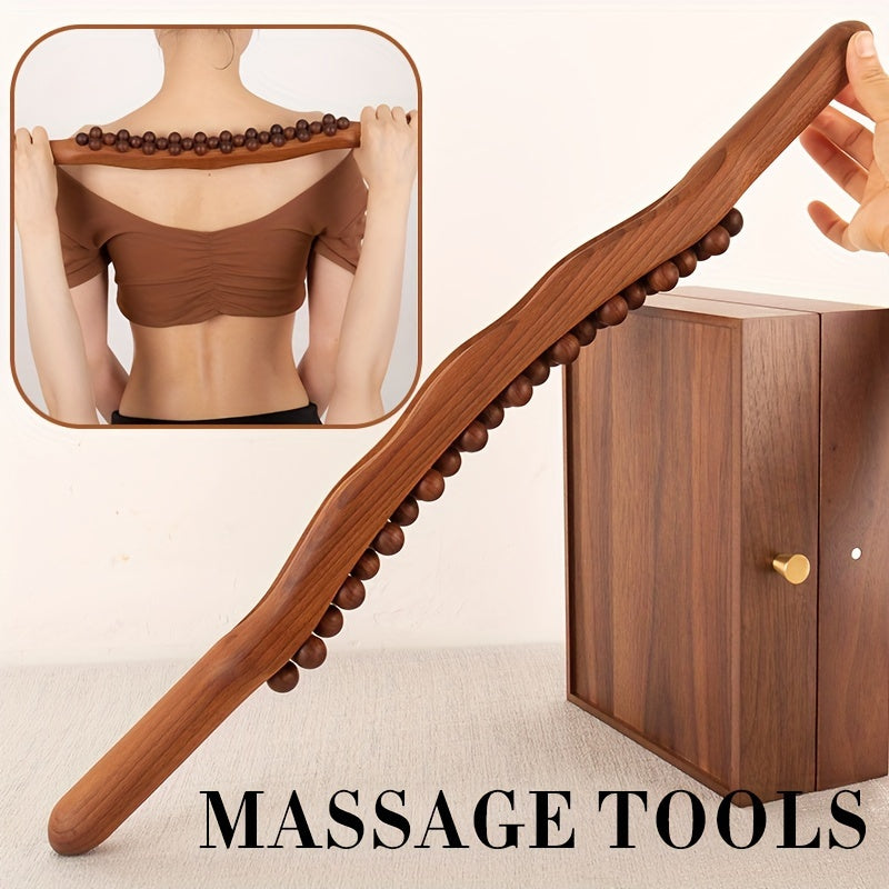 Massagestav av trä med 31 pärlor – Djupgående muskelavslappning