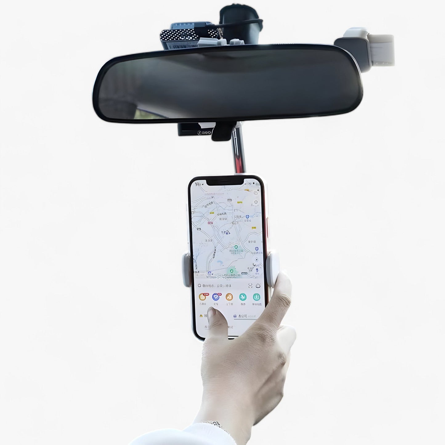 360° justerbar mobilholder til bagspejl – Universel bilholder til smartphone og GPS