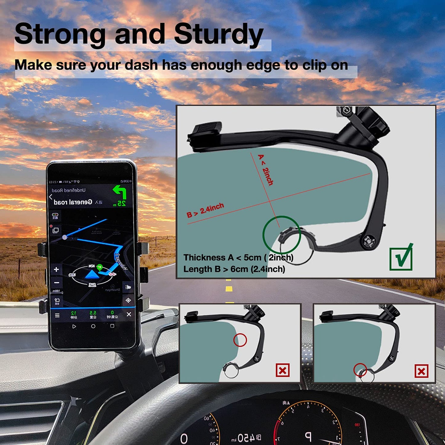 360 Graders Rotérbar Bil Dashboard Mobilholder