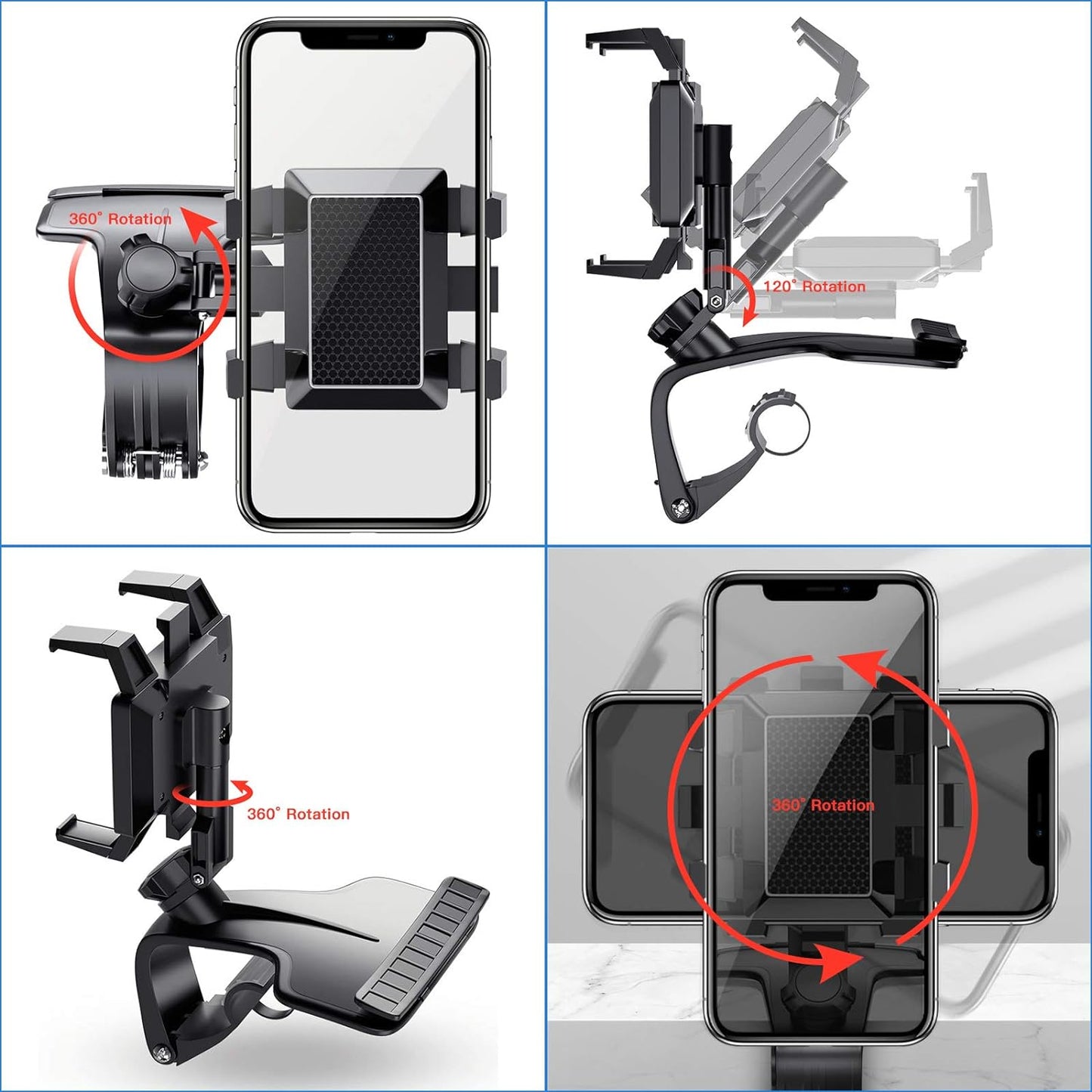 360 Graders Rotérbar Bil Dashboard Mobilholder
