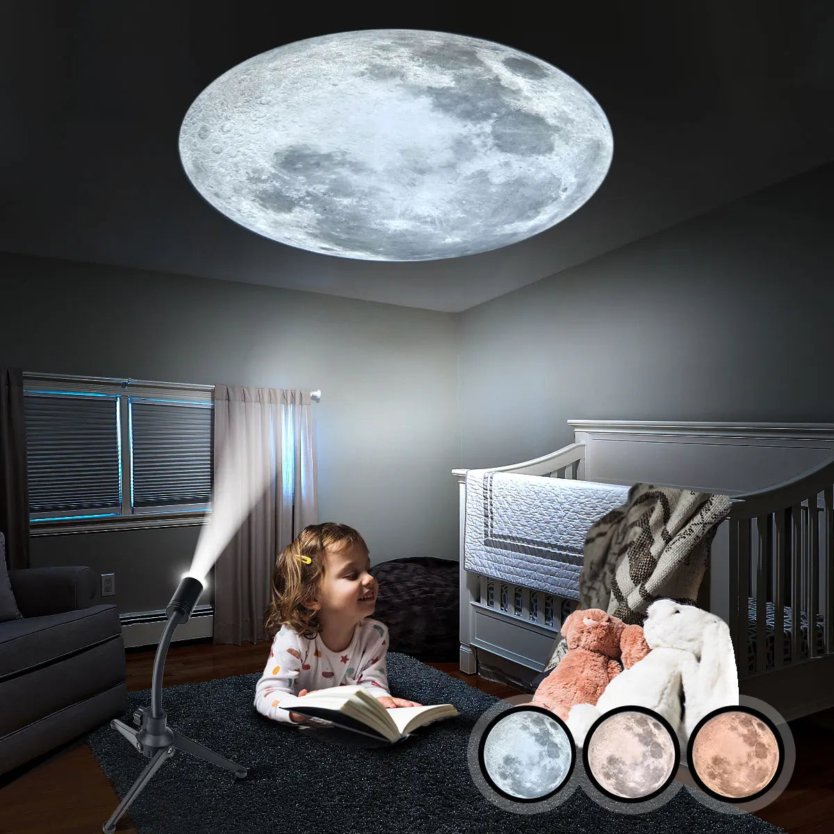 360° Måneprojektor Lampe med Justerbare Lysfarver