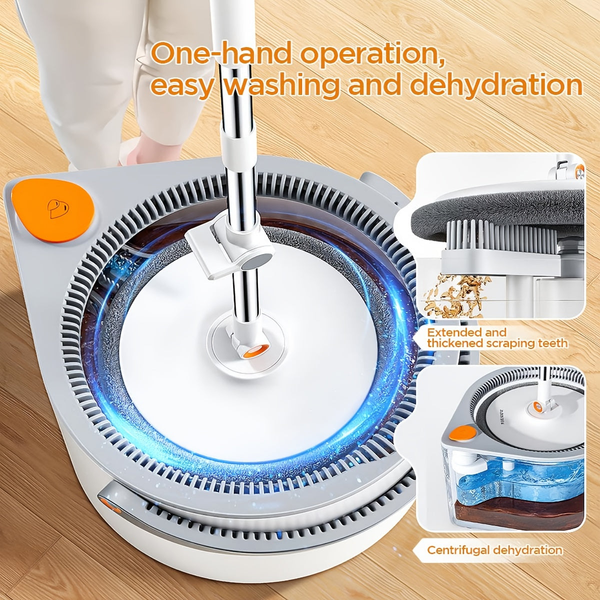 SmartMop Roterande Set – Handsfree Rengöring med Justerbar Höjd