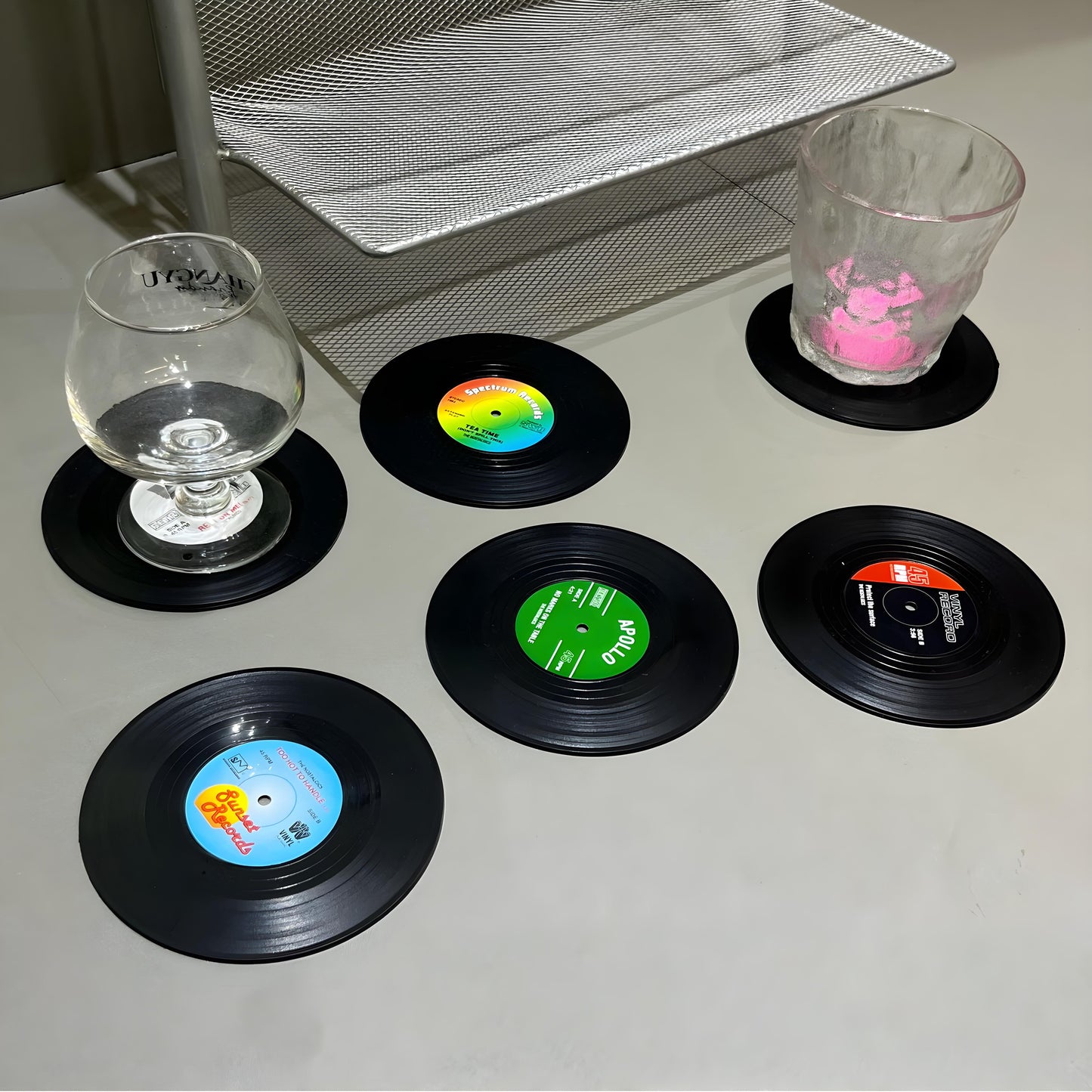 Retro Glasunderlag i Vinyl Design - Perfekt til Musikelskere