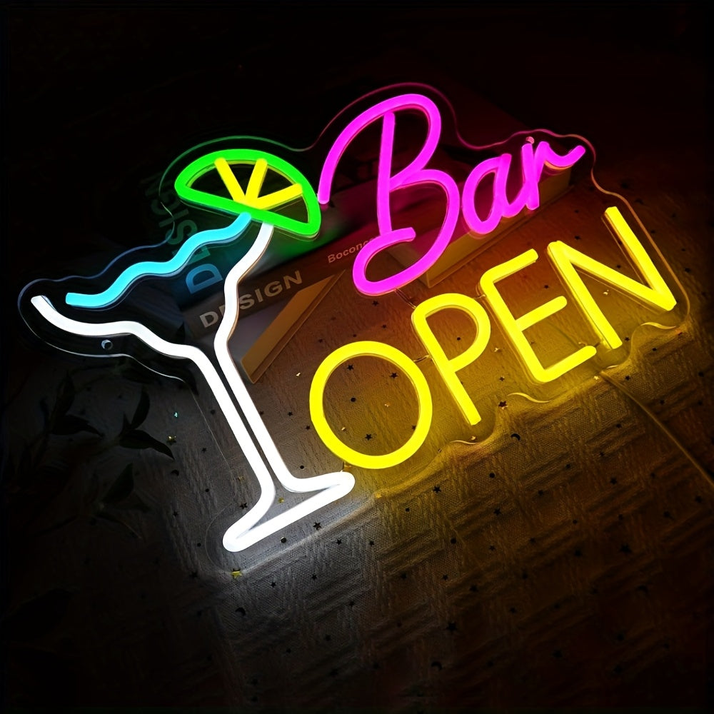 Upplyst Skylt "Öppen Bar" – Stämningsfull Dekoration