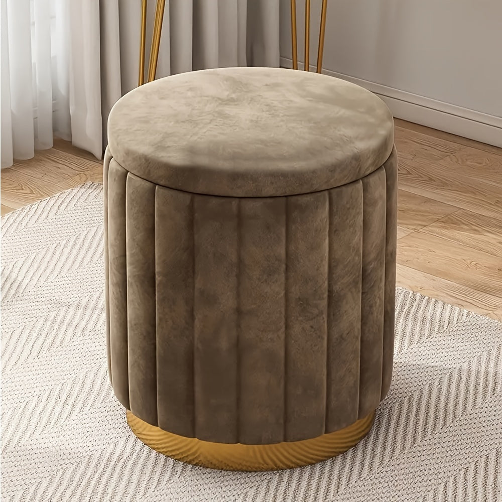 Elegant förvaringspuff med spegelfinish – Rund design