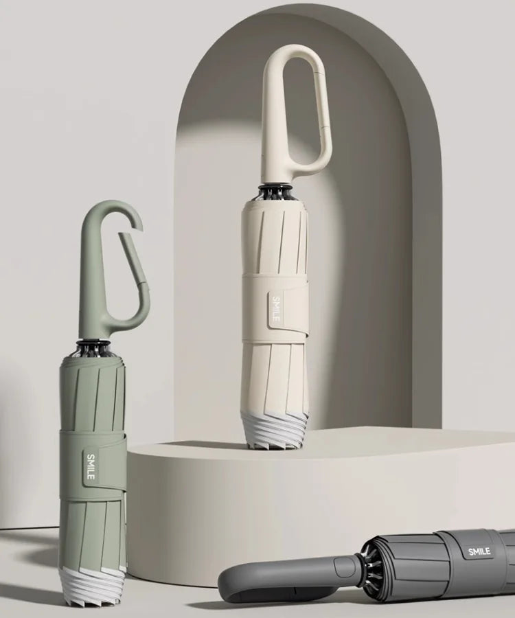 Omvändt Paraply med Reflexband – Vattentätt och Vindresistent, Kompakt