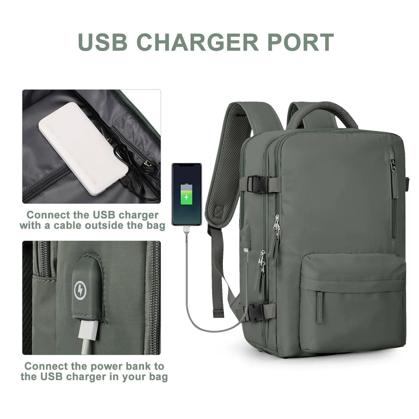 Smart Rejse Rygsæk til Kvinder 35L | Vandafvisende & USB Port | Sikkerhed & Sko Rum | Perfekt til Udflugter og Hverdagsbrug