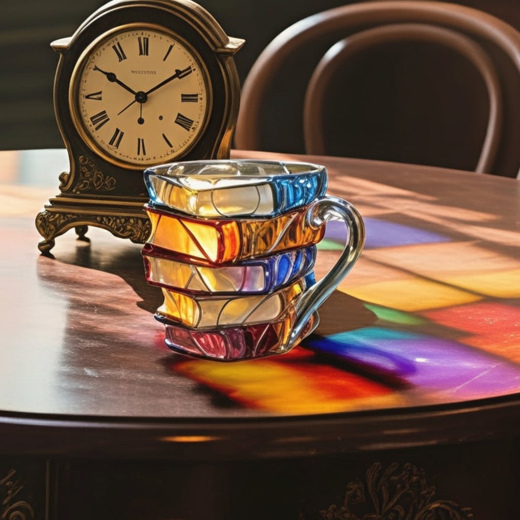 Kaffekrus i Glas med 3D Bogdesign - Perfekt til Bogelskere