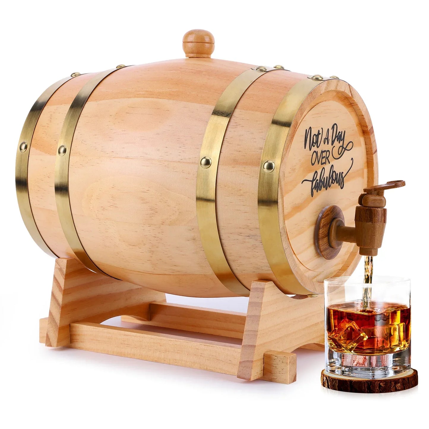 3L Whiskyfad i Træ med Tap og Stand – Elegant Servering