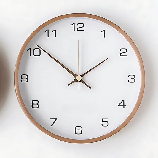 Stilren Väggklocka i Trä - Tystgående och Minimalistisk Design 30 cm