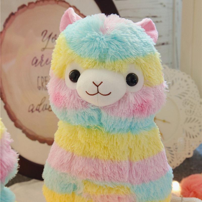 Blød Regenbogen Alpaka Plush Legetøj til Børn og Spædbørn