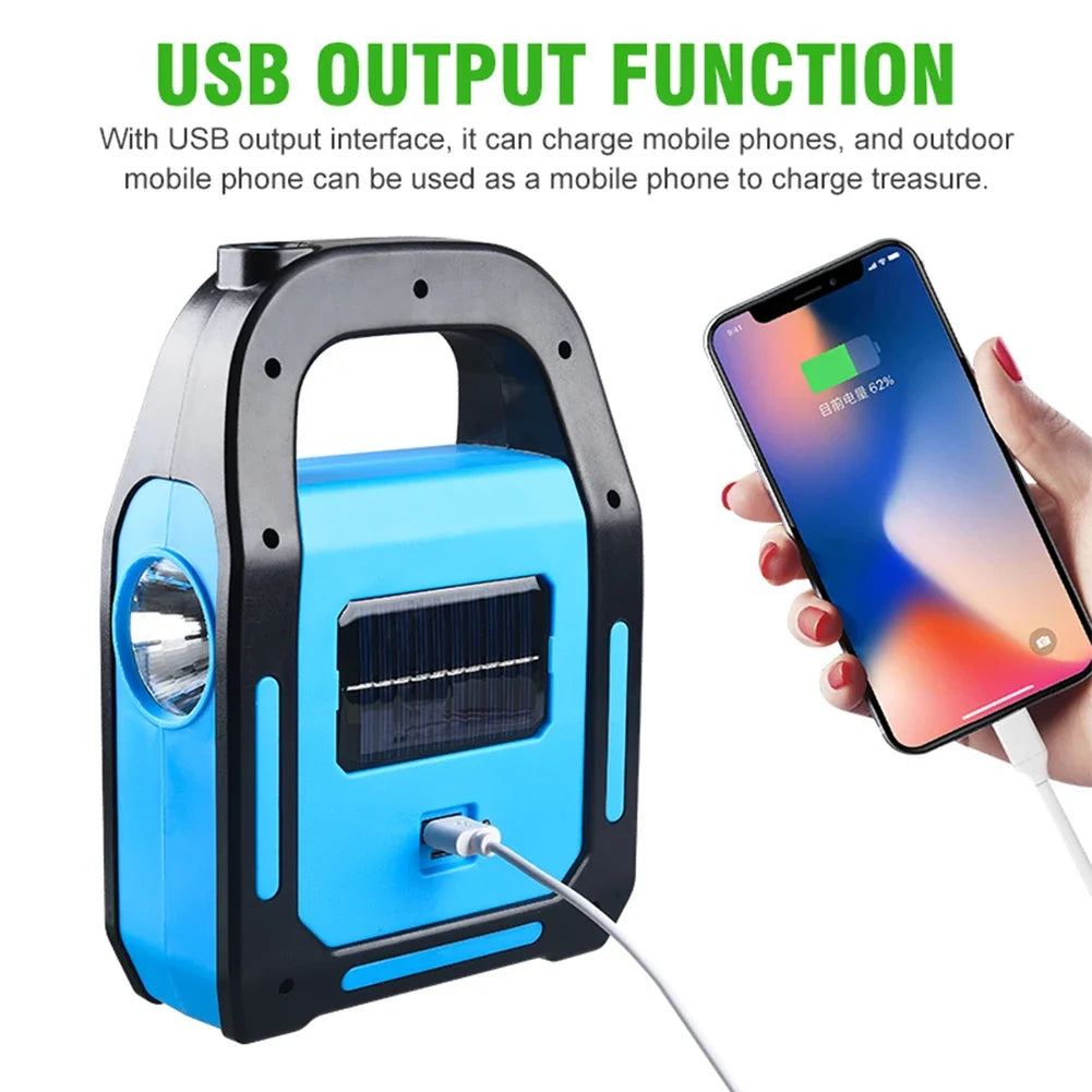 Uppladdningsbar USB campinglampa med powerbank – Solenergi