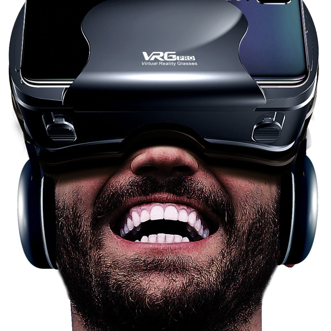 Smarta VR-glasögon med inbyggda hörlurar för iPhone och Android