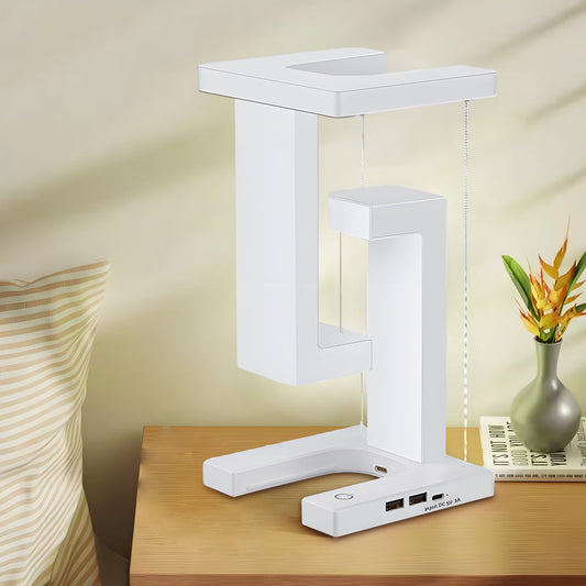 Futuristisk svävande LED-bordslampa med trådlös laddning