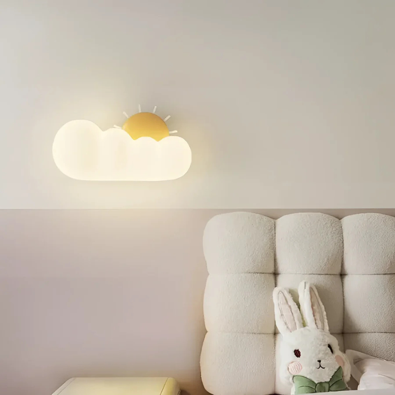 Molnformad Vägglampa med Lugnande LED-Ljus till Barnrum
