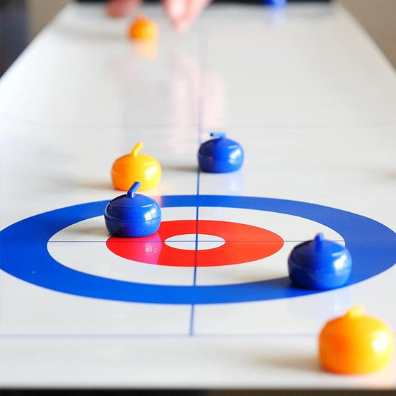 Miniature curling sæt til hjemmet med glidende sten og magnetiske køller
