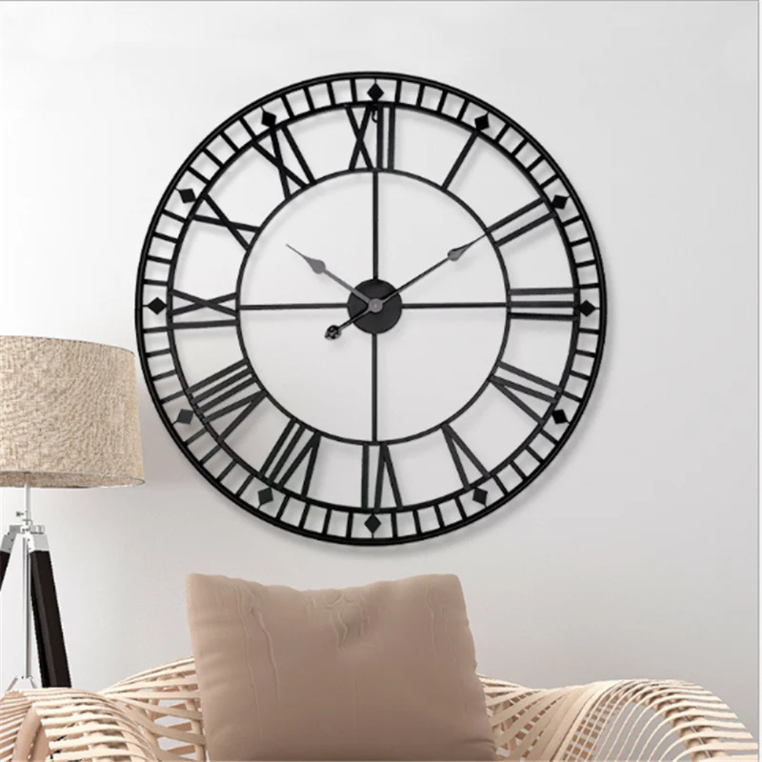 Stort Retro Väggur 40 cm - Industriell Design till Vardagsrummet