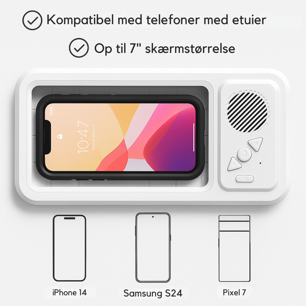 Vandtæt Bluetooth Telefontaske – Lyd i Badet uden Bekymringer