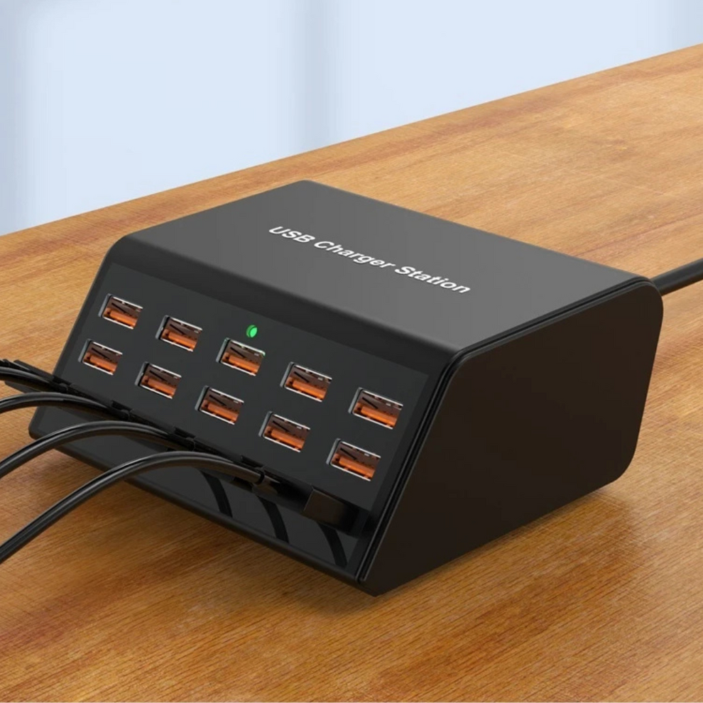 Kompakt 12-ports USB-ladestation til hurtig opladning
